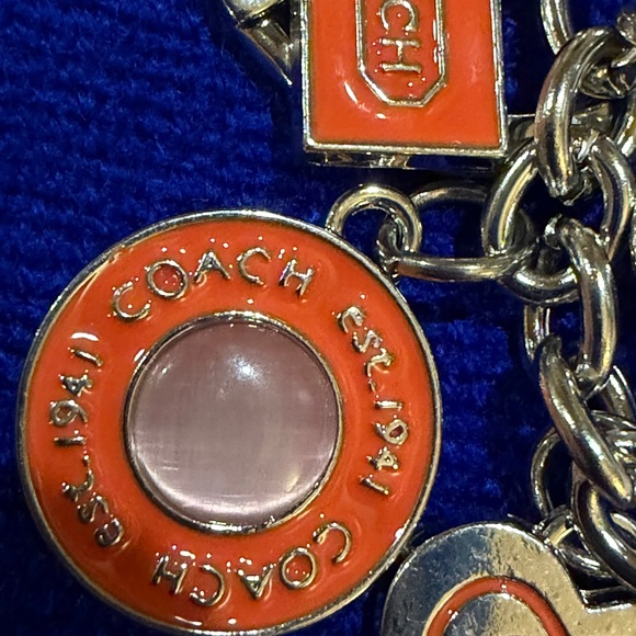 Orange and Gold Heart Charm Keychain. Charm says “Coach” - Picture 7 of 7